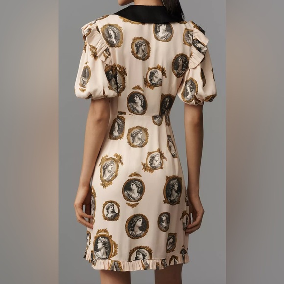 Maeve Satin Portrait Front-Tie Mini Dress | size M - Picture 2 of 8